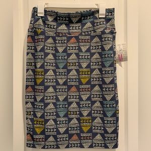 LuLaRoe Aztec Cassie Pencil Skirt NWT Medium Blue Orange Western Boho Casual